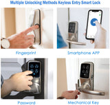 LOCKLY Model-S Satin Nickel Smart Touchscreen Keypad Door Latch Lock with Bluetooth