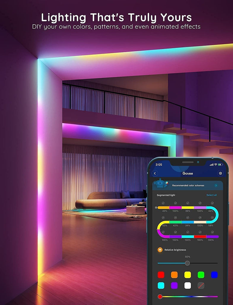 Govee RGBIC LED Strip Lights, 32.8ft Smart LED Lights for Bedroom, Blu