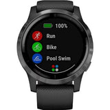 Garmin - Vívoactive 4 GPS Smartwatch 33mm Fiber-Reinforced Polymer - Slate with Black Case and Silicone Band