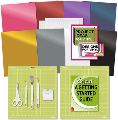 Cricut Beginner Vinyl Bundle, Grip Mats, Tool Set, Premium Vinyl Pack