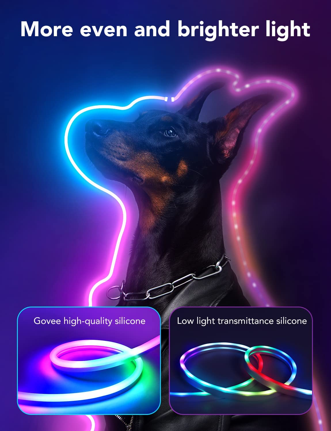Govee Neon Rope Light, RGBIC Rope Lights with Music Sync, DIY Lighting Mode, Works with Alexa, Google Assistant, 10ft LED Strip Lights for Bedroom, Living Room, Gaming Decor