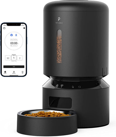 PETLIBRO Automatic Cat Feeder, 5G WiFi Cat Feeder with APP Control for Pet Dry Food, Stainless Steel Bowl, Black, 5 Liter