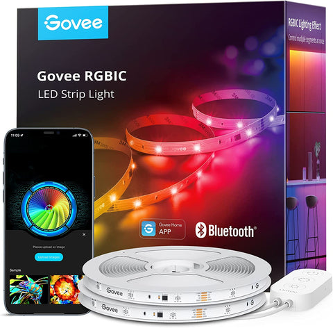 Govee RGBIC LED Strip Lights, 65.6ft Smart LED Lights for Bedroom, Bluetooth LED Lights APP Control, DIY Multiple Colors on One Line, Color Changing LED Lights Music Sync, Indoor,