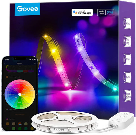 Govee RGBIC Alexa LED Strip Light 16.4ft, Smart WiFi LED Lights Work with Alexa and Google Assistant