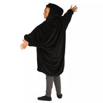 The Comfy Original Microfiber Sherpa Lined Wearable Blanket Hoodie with Plush Oversized Hood, Large Pocket, & Ribbed Sleeve Cuffs, Black