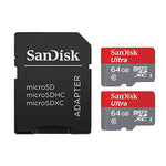Карта памяти SanDisk Ultra 64 ГБ microSDXC UHS-I с адаптером (2 упаковки)